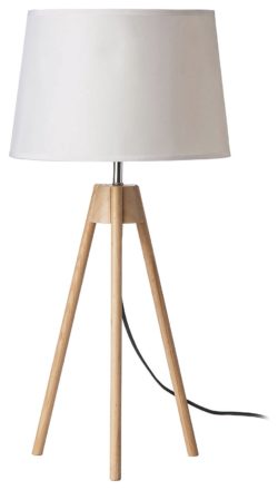 Wood Base Tripod - Table Lamp - White